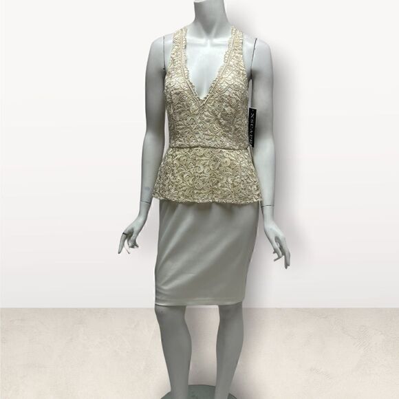 Xscape Sleevless Cream & Gold Sleeveless Dress - Picture 2 of 6